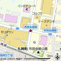 市民会館西周辺の地図