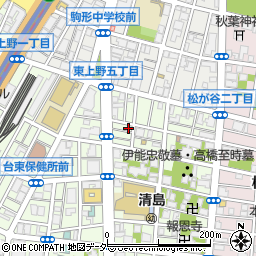 東京新聞　上野専売所周辺の地図