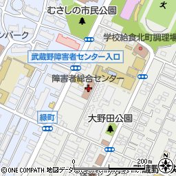 武蔵野市役所　障害者総合センター周辺の地図