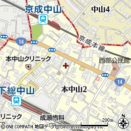 千葉県船橋市本中山2丁目13周辺の地図