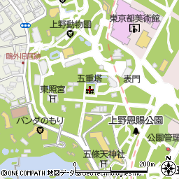 旧寛永寺五重塔周辺の地図