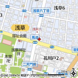 セブンイレブン浅草馬道店周辺の地図