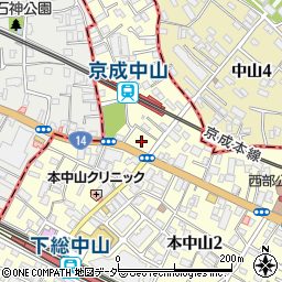 千葉県船橋市本中山1丁目10周辺の地図