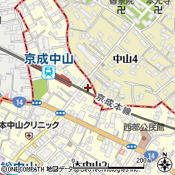 千葉県船橋市本中山1丁目16周辺の地図