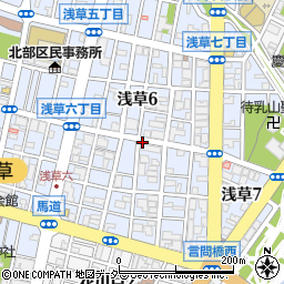 東京都台東区浅草6丁目周辺の地図