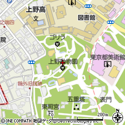 上野動物公園周辺の地図