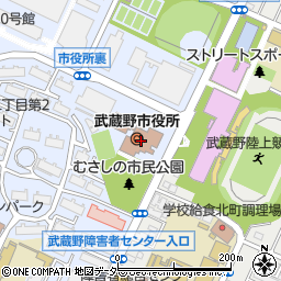 武蔵野市役所　総務課統計担当周辺の地図