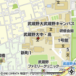 武蔵野大学　武蔵野学務課周辺の地図