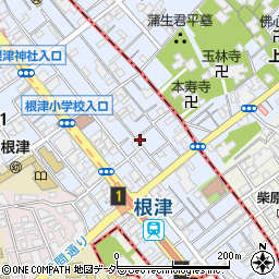 東京都文京区根津2丁目周辺の地図