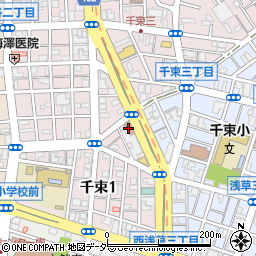 台東千束郵便局周辺の地図