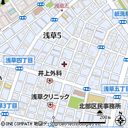 東京都台東区浅草5丁目21周辺の地図