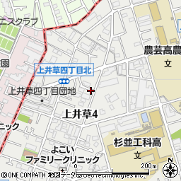 東京都杉並区上井草4丁目周辺の地図