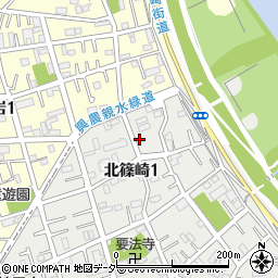 東京都江戸川区北篠崎1丁目周辺の地図