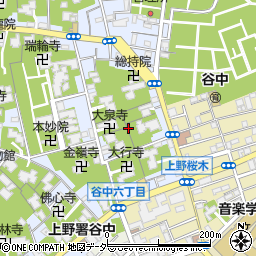 東京都台東区谷中6丁目周辺の地図