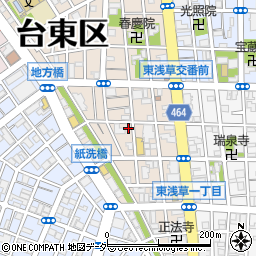 東京都台東区東浅草1丁目周辺の地図