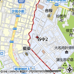 東京都台東区谷中2丁目13周辺の地図