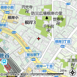 東京都台東区根岸3丁目周辺の地図