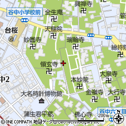 東京都台東区谷中4丁目周辺の地図
