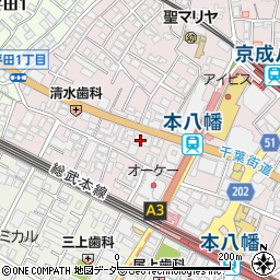ニッポンレンタカー本八幡駅前営業所周辺の地図