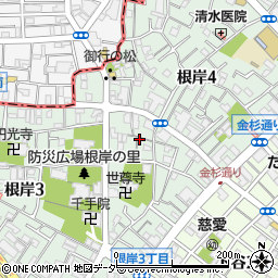東京都台東区根岸周辺の地図