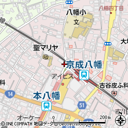 リパーク京成八幡駅前第４駐車場周辺の地図