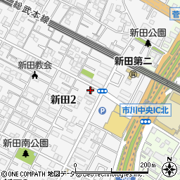 市川新田郵便局周辺の地図