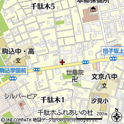 団子坂上広場周辺の地図