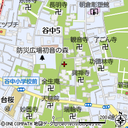 東京都台東区谷中5丁目周辺の地図