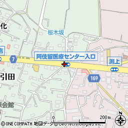阿伎留病院入口周辺の地図