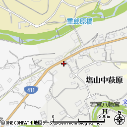 山梨県甲州市塩山中萩原1127-2周辺の地図