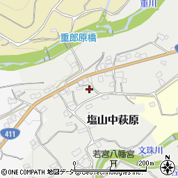 山梨県甲州市塩山中萩原1123-1周辺の地図