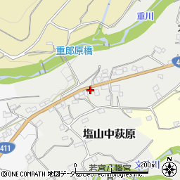 山梨県甲州市塩山中萩原1163周辺の地図