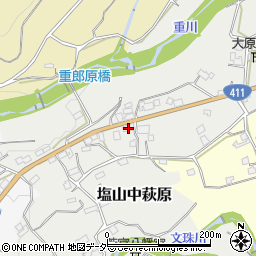 山梨県甲州市塩山中萩原1166周辺の地図