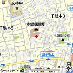 東京都文京区千駄木周辺の地図