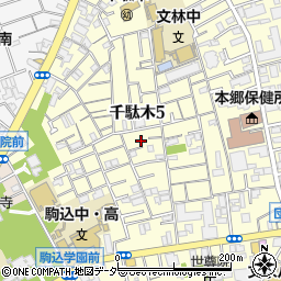 東京都文京区千駄木5丁目周辺の地図