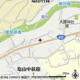 山梨県甲州市塩山中萩原1377周辺の地図