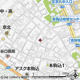 東京都文京区本駒込2丁目17-20周辺の地図