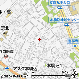 東京都文京区本駒込2丁目17-19周辺の地図