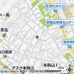 東京都文京区本駒込2丁目17周辺の地図