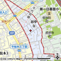鍵の出張救急車　台東区谷中営業所２４時間受付センター周辺の地図