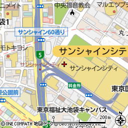 〒170-6090 東京都豊島区東池袋 サンシャイン６０（地階・階層不明）の地図