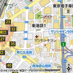 東京都豊島区東池袋1丁目周辺の地図