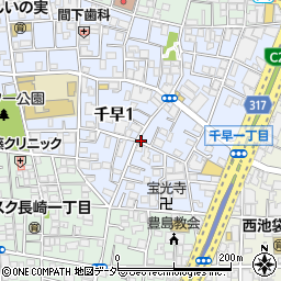 東京都豊島区千早1丁目周辺の地図