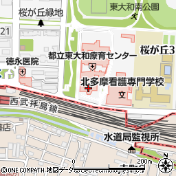 東京都　福祉保健局・看護専門学校・北多摩周辺の地図