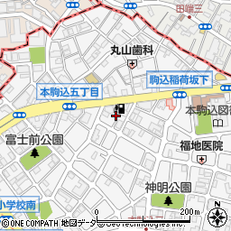 東京都文京区本駒込5丁目38周辺の地図