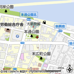 千葉県銚子市中央町周辺の地図