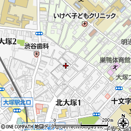 東京都豊島区北大塚1丁目周辺の地図