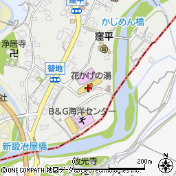 山梨市役所　花かげの湯周辺の地図