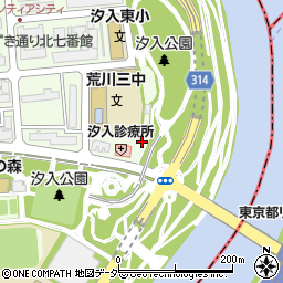 汐入公園第二駐車場（北）周辺の地図