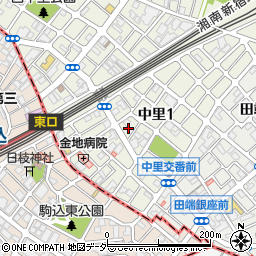 東京都北区中里1丁目14周辺の地図